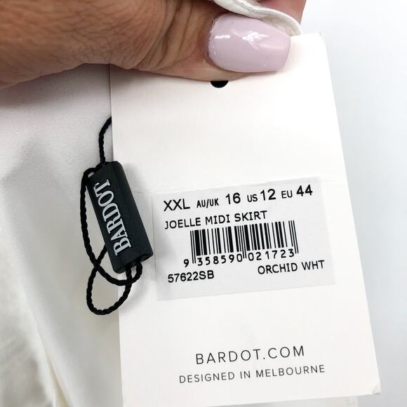 BARDOT Women's Joelle Side Leg Midi Skirt XXL US 12 Orchid White Front Knot NWT - Picture 14 of 14